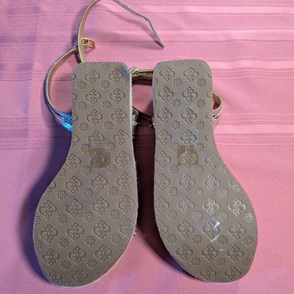 Gianni Bini Gold Sequin Ankle Strap Platform Sandals - Picture 13 of 14